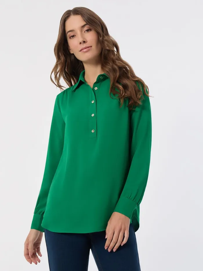 Long Sleeve Popover Tunic Jasper Crepe Women Jones New York Tops and Blouses Long Sleeve Popover Tunic Jasper Crepe Women Jones New York Tops and Blouses
