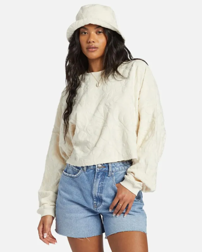 Loosen Up Crew Neck Sweatshirt Whitecap Women Billabong Sweatshirts and Fleece