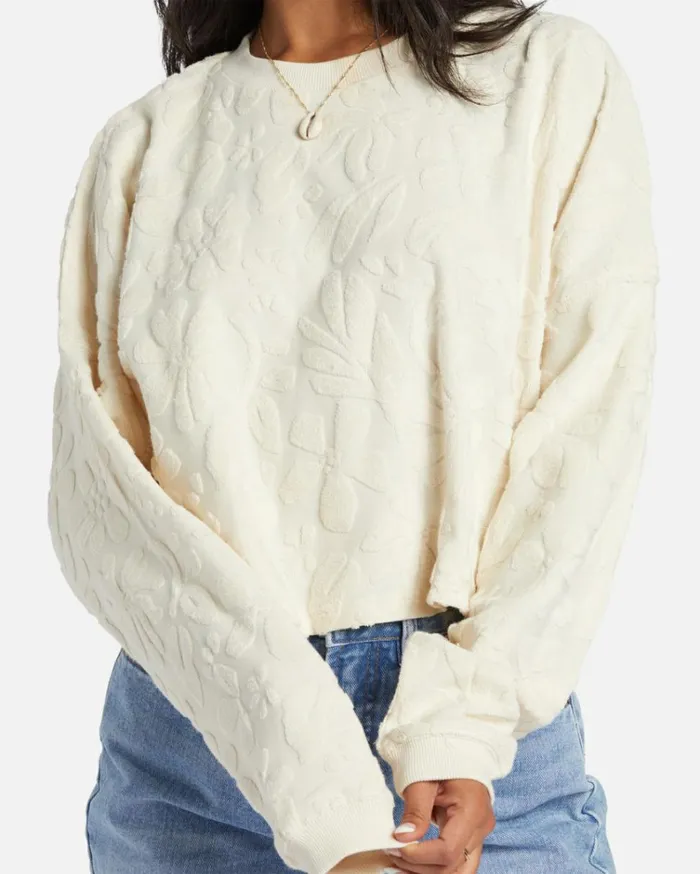 Loosen Up Crew Neck Sweatshirt Whitecap Women Billabong Sweatshirts and Fleece