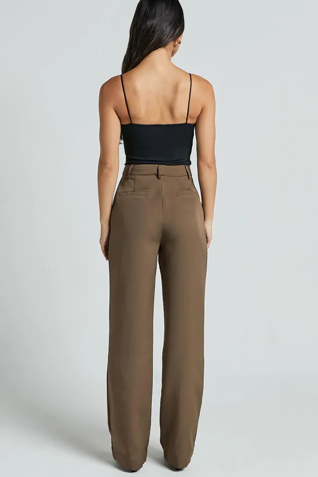 Lorcan Pants 8211 High Waisted Tailored Pants In Olive Women Showpo Suits and Tailoring