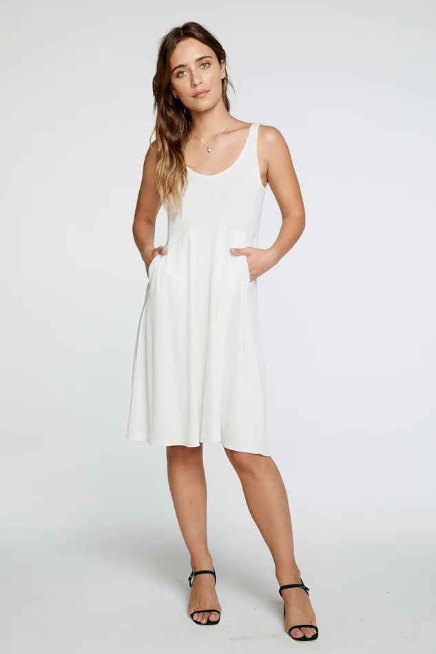 Loungewear Chaser Brand Womens Cozy Rib Double V Tank Midi Dress in Jasmine
