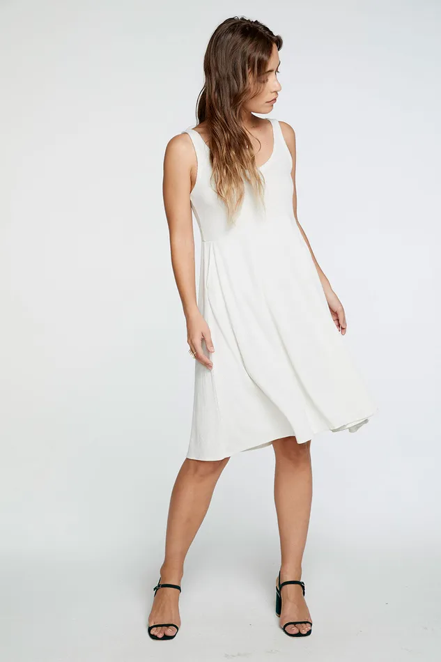 Loungewear Chaser Brand Womens Cozy Rib Double V Tank Midi Dress in Jasmine