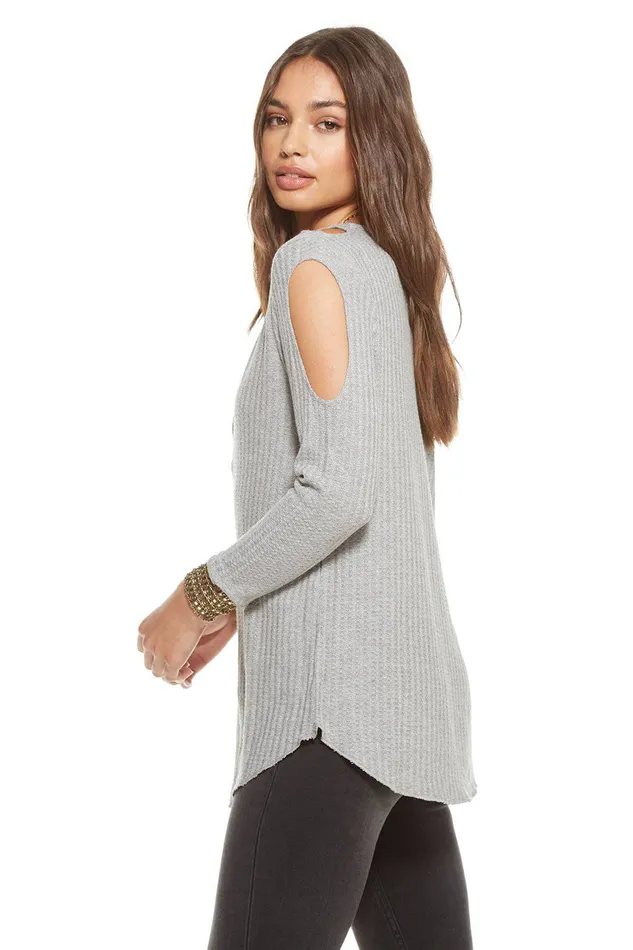 Loungewear Womens Chaser Brand THERMAL 34 SLEEVE DOUBLE COLD SHOULDER HENLEY