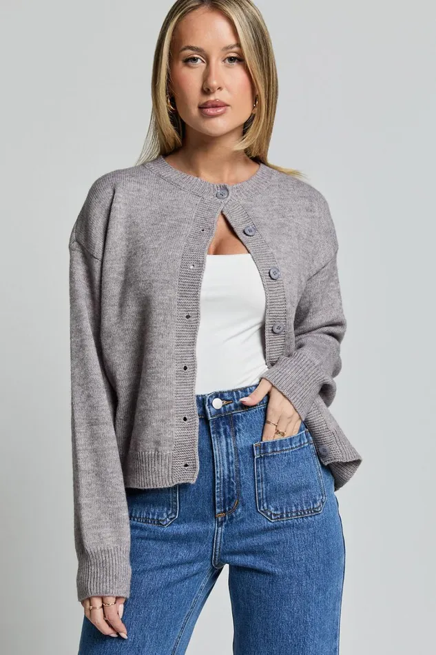 Lucille Cardigan 8211 Button Through Scoop Neck Knit Cardigan In Grey Women Showpo Sweaters and Cardigans Lucille Cardigan 8211 Button Through Scoop Neck Knit Cardigan In Grey Women Showpo Sweaters and Cardigans