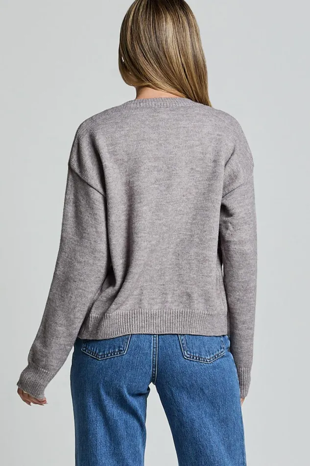 Lucille Cardigan 8211 Button Through Scoop Neck Knit Cardigan In Grey Women Showpo Sweaters and Cardigans