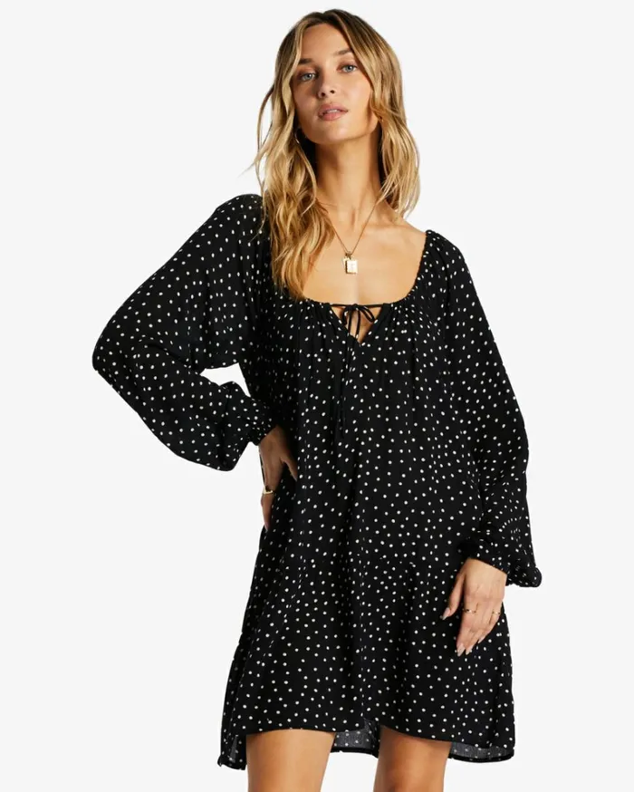 Lucky You Babydoll Dress Black Sands Women Billabong Mini Dresses