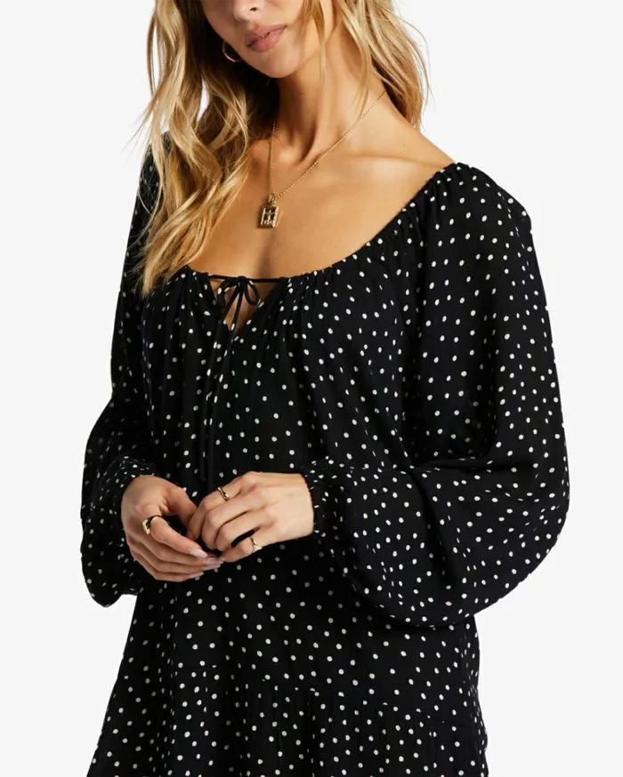 Lucky You Babydoll Dress Black Sands Women Billabong Mini Dresses