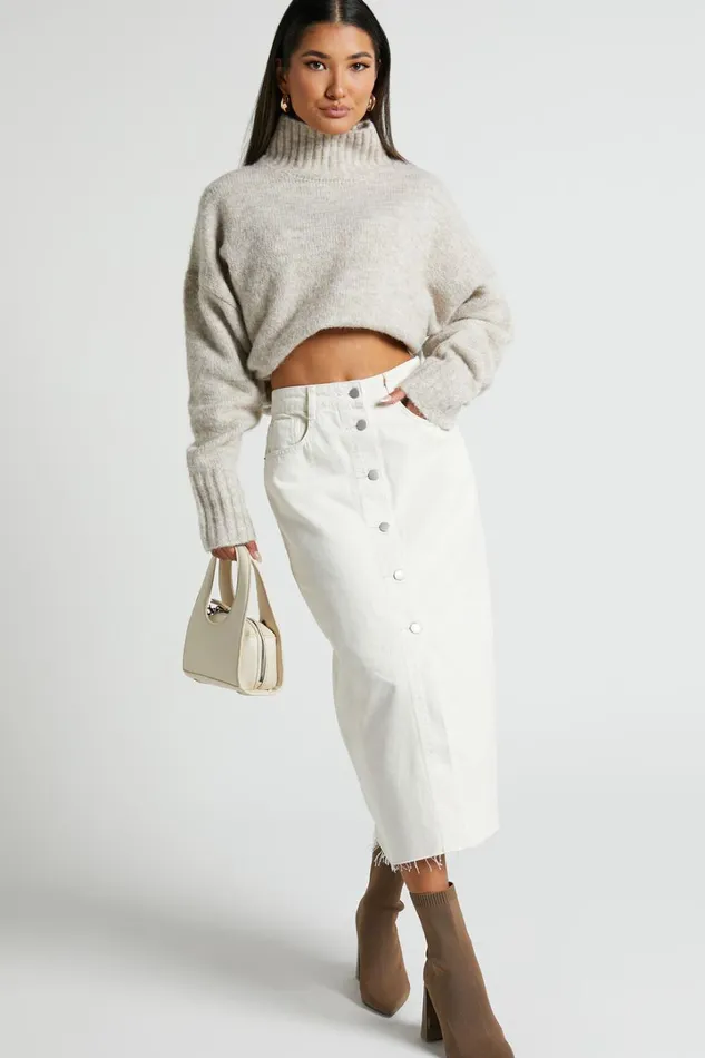 Luella Jumper 8211 Oversized Turtle Neck Jumper In Oatmeal Women Showpo Sweaters and Cardigans
