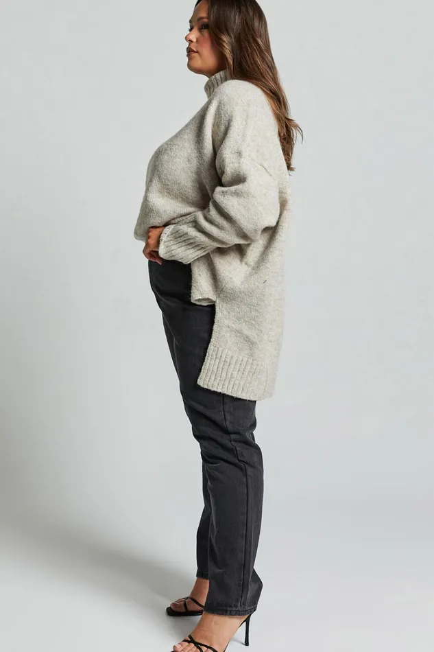 Luella Jumper 8211 Oversized Turtle Neck Jumper In Oatmeal Women Showpo Sweaters and Cardigans