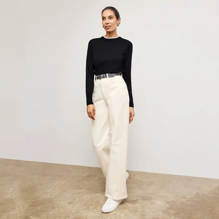 M M LaFleur Pants Women The Milo WideLeg Jean 8211 Eco Better Than Denim Bright Ivory