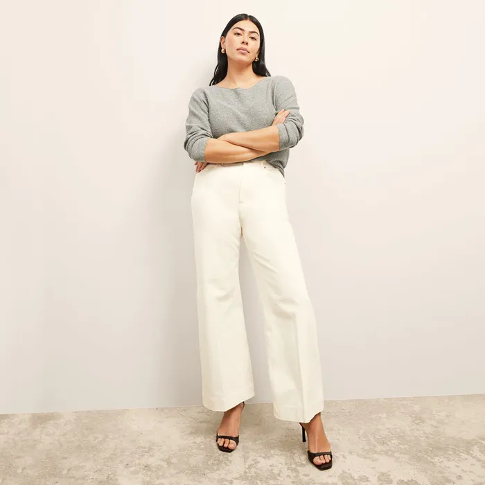 M M LaFleur Pants Women The Milo WideLeg Jean 8211 Eco Better Than Denim Bright Ivory