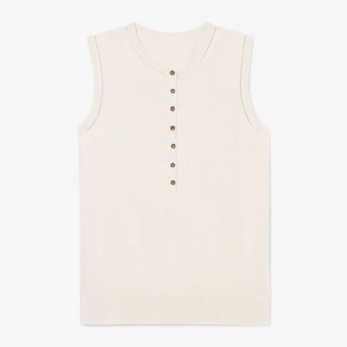 M M LaFleur The Crimmins Pointelle Tank 8211 Cotton Silk Knit Ivory Women Tops