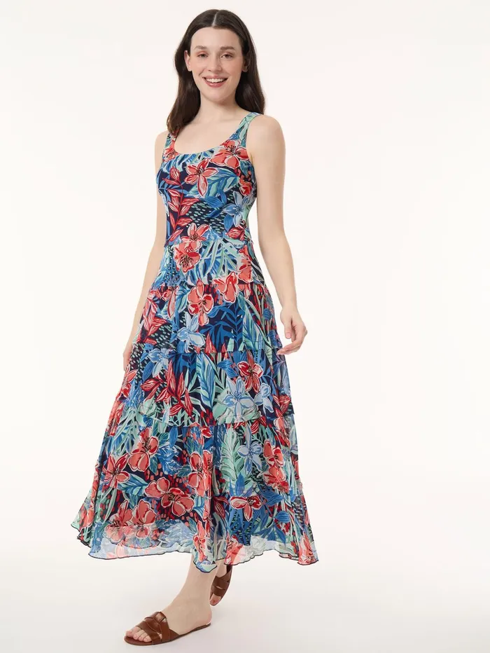 Maxi MultiTiered Dress Printed Chiffon Women Jones New York Sale Maxi MultiTiered Dress Printed Chiffon Women Jones New York Sale