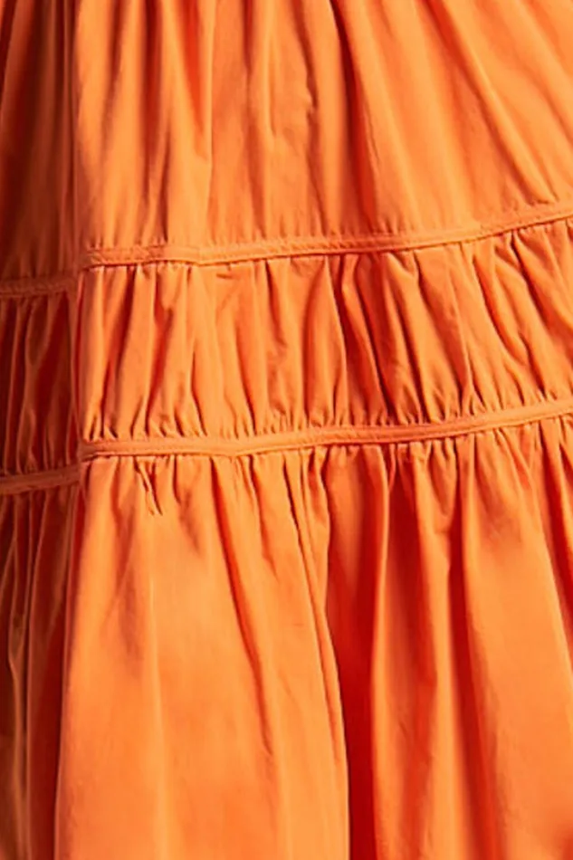 Mellie Midi Dress 8211 Puff Sleeve Plunge Tiered Dress In Orange Women Showpo Conscious