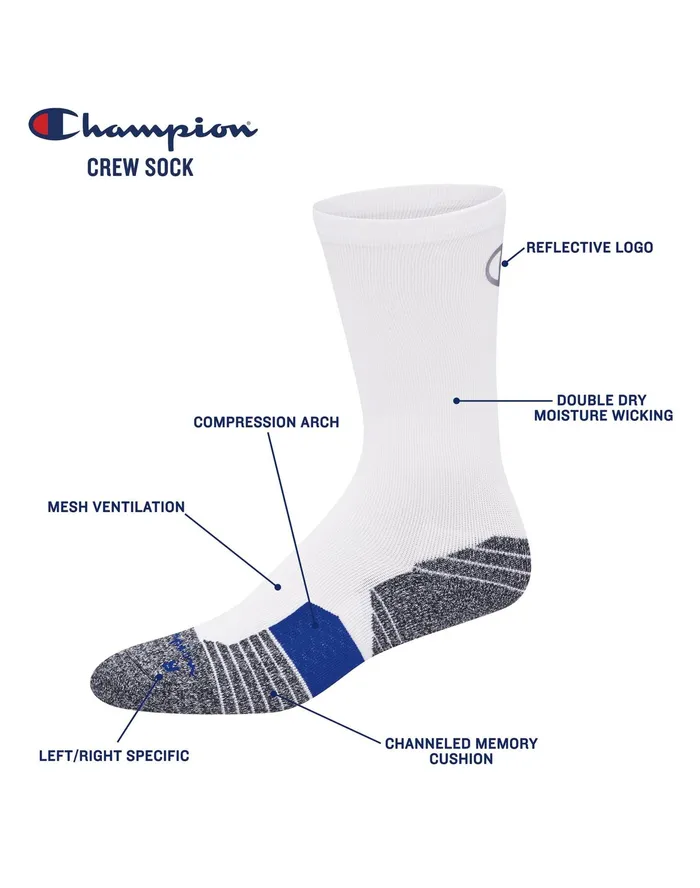 Men039S Crew Socks 3Pairs White Assorted Men Champion Socks