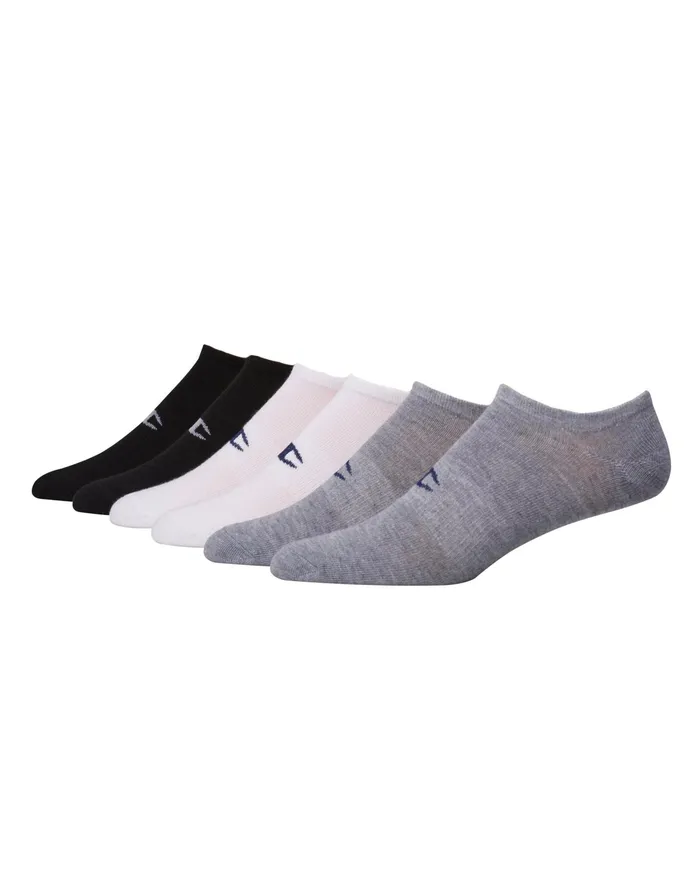 Men039S NoShow Socks 6Pairs Whitegrey Heatherblack Men Champion Socks
