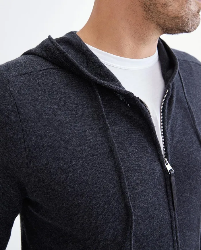 Men 7 For All Mankind Jackets 038 Coats Zip Front Hoodie In Charcoal