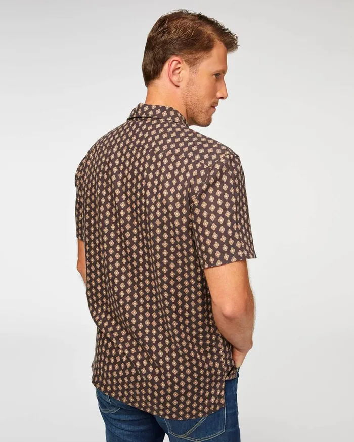 Men 7 For All Mankind Shirts Short Sleeve Camp Collar Shirt In Taupe Foulard