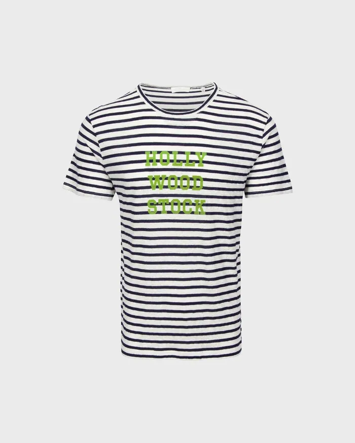Men 7 For All Mankind Tees Hollywoodstock Graphic TShirt In Navy 038 White Stripe