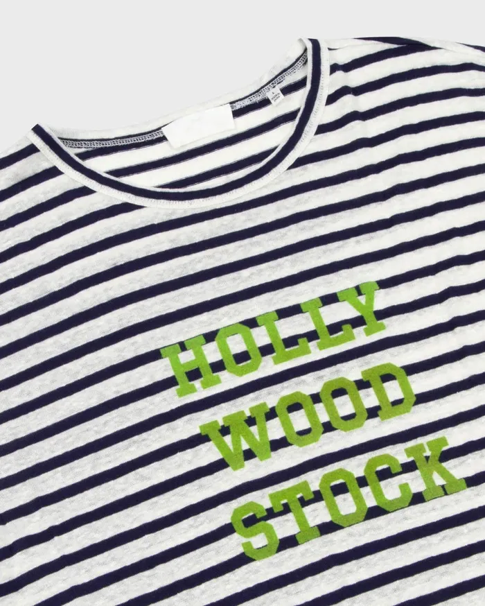 Men 7 For All Mankind Tees Hollywoodstock Graphic TShirt In Navy 038 White Stripe