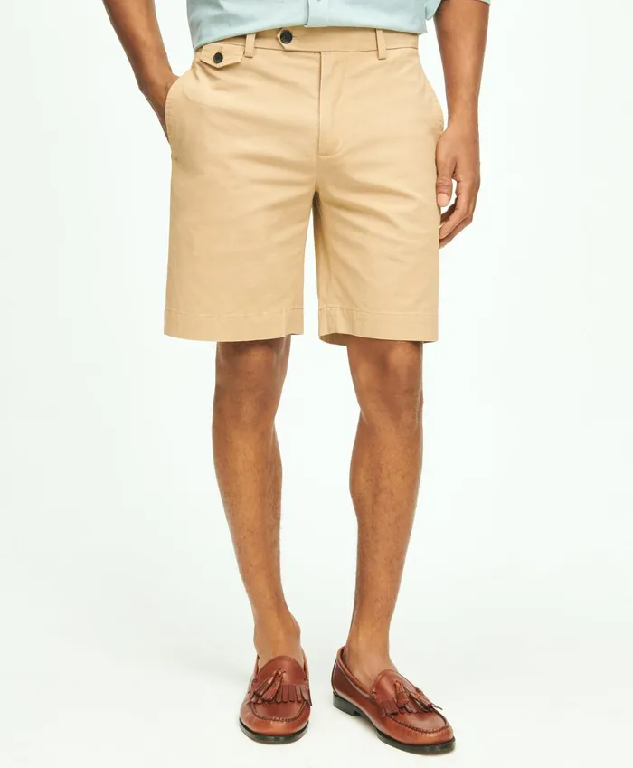 Men 9034 Stretch Supima Cotton Poplin Shorts Khaki Brooks Brothers Shorts and Swimwear