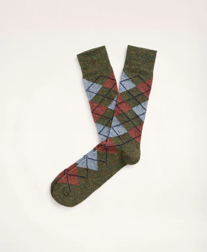 Men Argyle Crew Socks Medium Green Brooks Brothers Sock