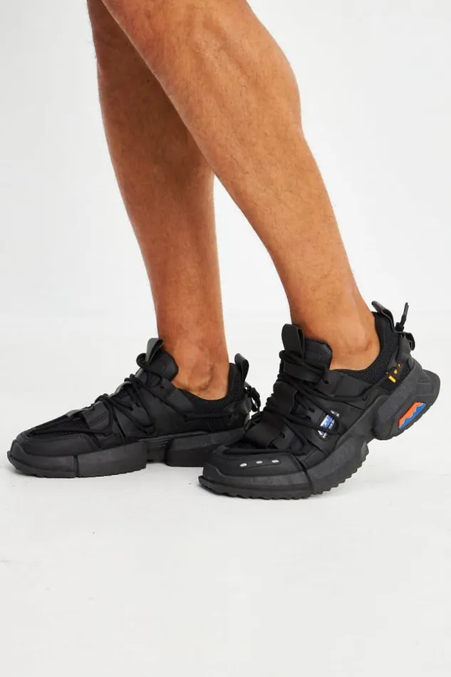 Men Baskets Kaki Empicements BeigesNoirs Black Brentiny Paris Sneakers