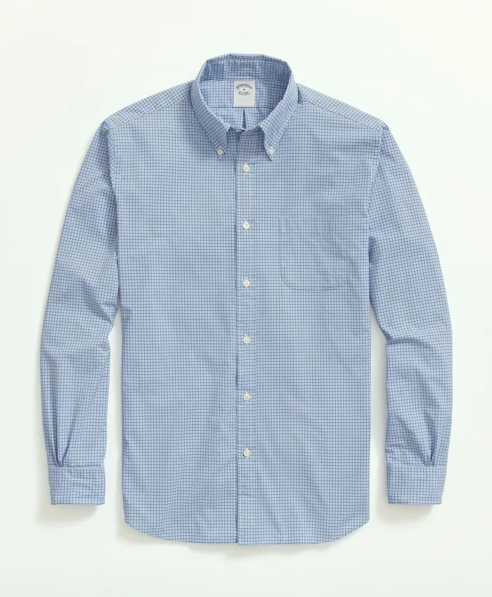 Men Big and Tall Brooks Brothers Stretch Performance Series Check Sport Shirt Blue Brooks Brothers Sport Shirts