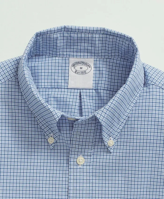 Men Big and Tall Brooks Brothers Stretch Performance Series Check Sport Shirt Blue Brooks Brothers Sport Shirts