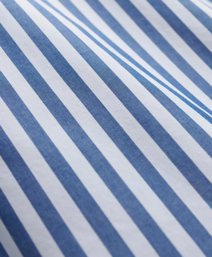 Men Big and Tall Friday Shirt Poplin Butcher Striped Blue Brooks Brothers Sport Shirts