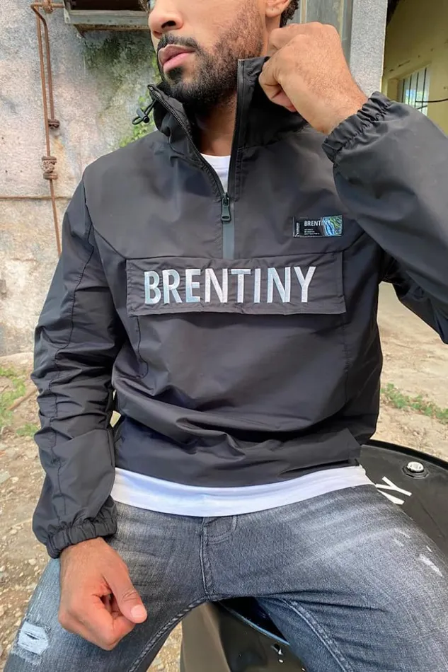Men Black Brentiny Paris HalfZip Jacket Black Brentiny Paris Jackets