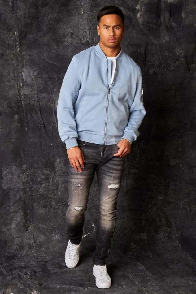 Men Bomber En Sudine Bleu Clair Bleuclair Brentiny Paris Jackets