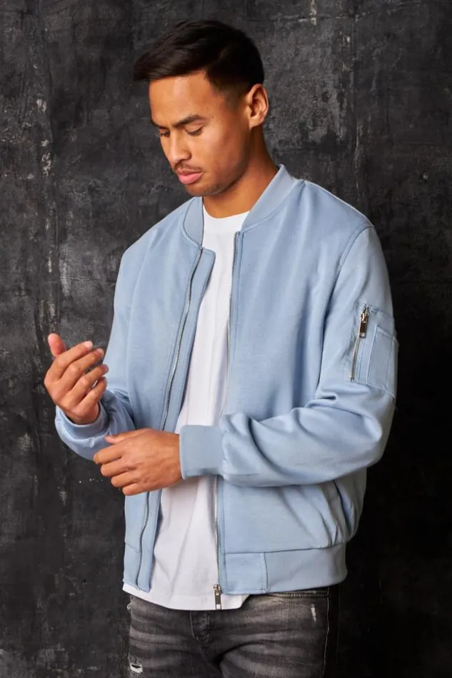 Men Bomber En Sudine Bleu Clair Bleuclair Brentiny Paris Jackets