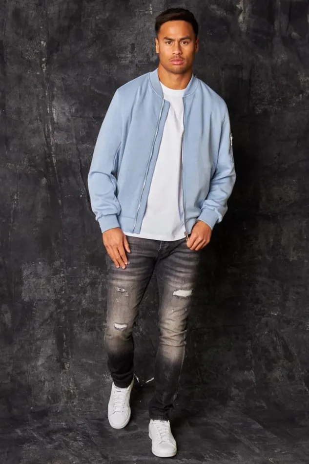 Men Bomber En Sudine Bleu Clair Bleuclair Brentiny Paris Jackets