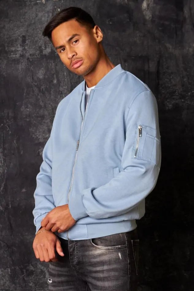 Men Bomber En Sudine Bleu Clair Bleuclair Brentiny Paris Jackets