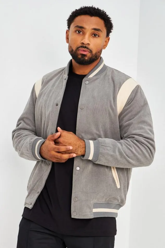 Men Bomber Gris En Velours Ctel Grey Brentiny Paris Jackets