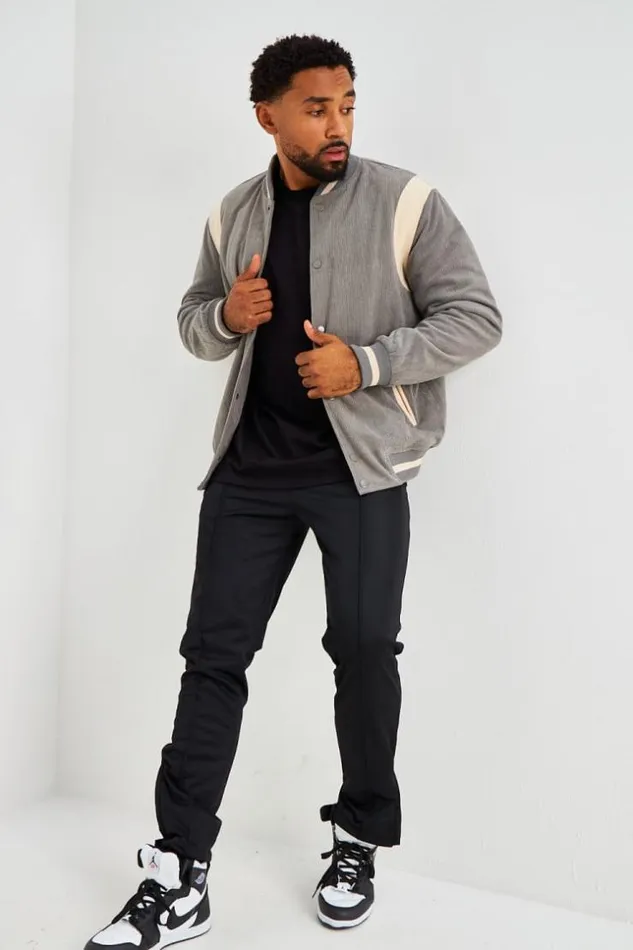 Men Bomber Gris En Velours Ctel Grey Brentiny Paris Jackets