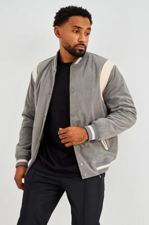 Men Bomber Gris En Velours Ctel Grey Brentiny Paris Jackets