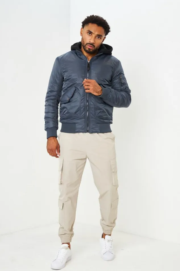 Men Bomber pais Gris Fonc Avec Capuche Noire En Coton Amovible Grey Brentiny Paris Jackets Men Bomber pais Gris Fonc Avec Capuche Noire En Coton Amovible Grey Brentiny Paris Jackets