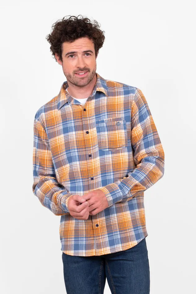 Men Brakeburn Shirts Blue Checked Long Sleeve Shirt