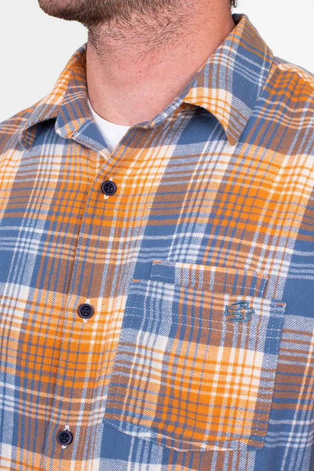 Men Brakeburn Shirts Blue Checked Long Sleeve Shirt