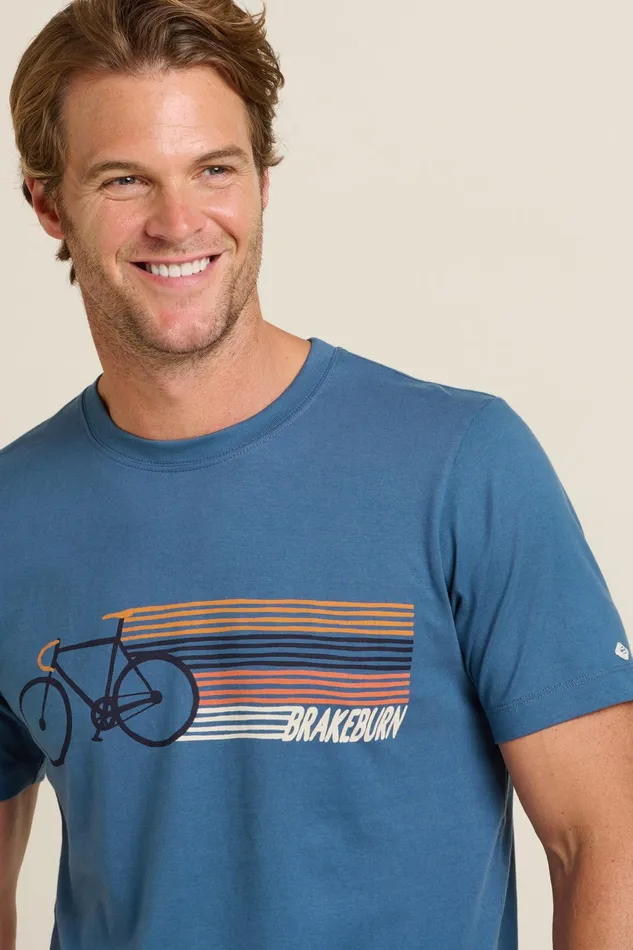 Men Brakeburn TShirts Blue Retro Bike Tee