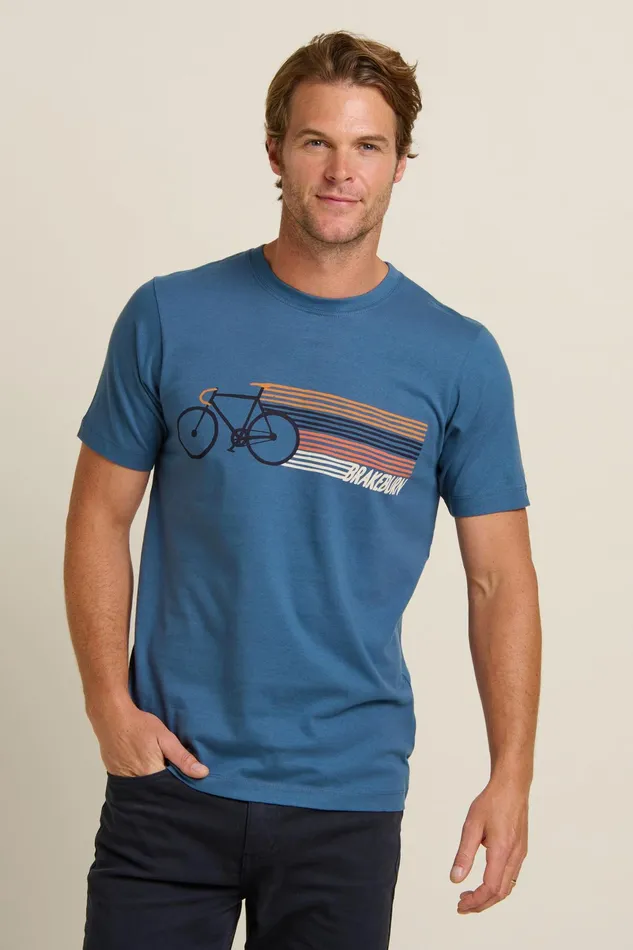 Men Brakeburn TShirts Blue Retro Bike Tee