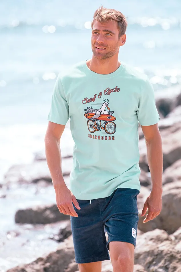 Men Brakeburn TShirts Sky Blue Seagul Graphic Tee