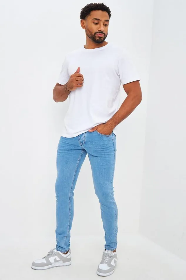 Men Brentiny Jean In Plain Blue Blue Brentiny Paris Jeans