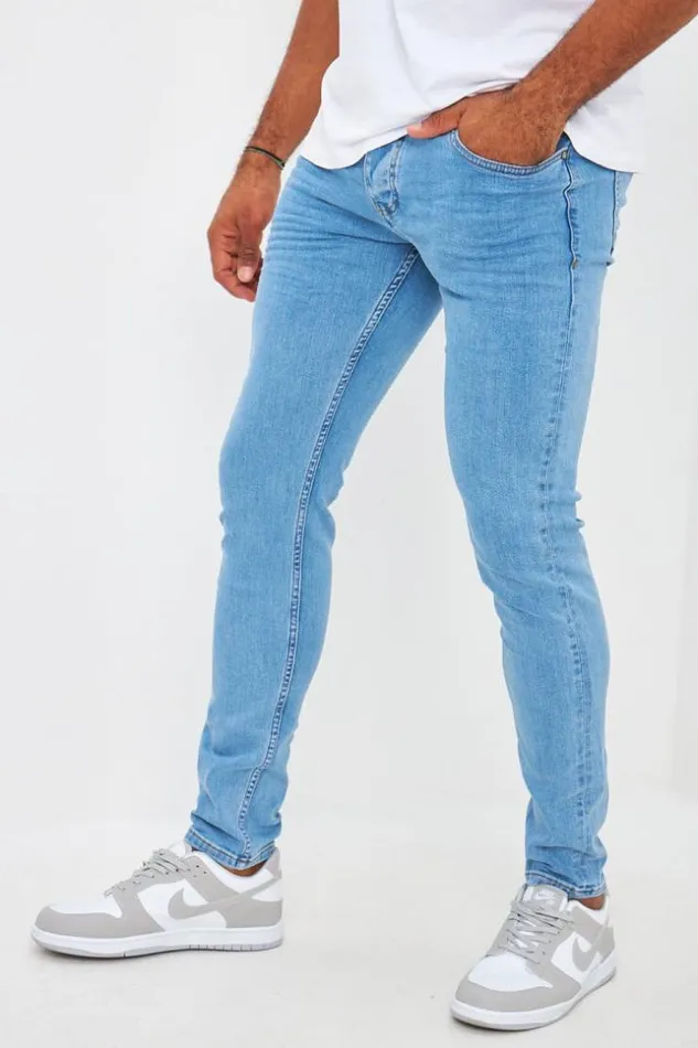 Men Brentiny Jean In Plain Blue Blue Brentiny Paris Jeans