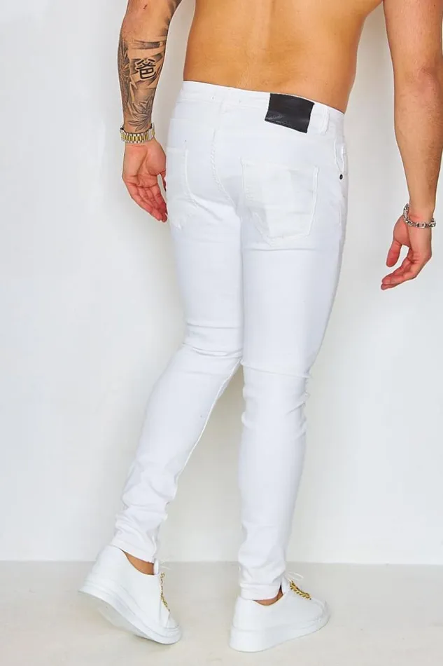 Men Brentiny Ripped Jeans In White White Brentiny Paris Jeans
