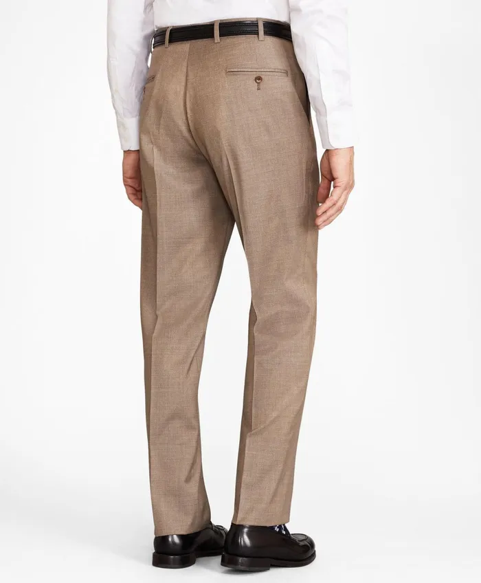 Men Brooks Brothers Flex MadisonFit Wool Trousers Tan Brooks Brothers Dress Pants