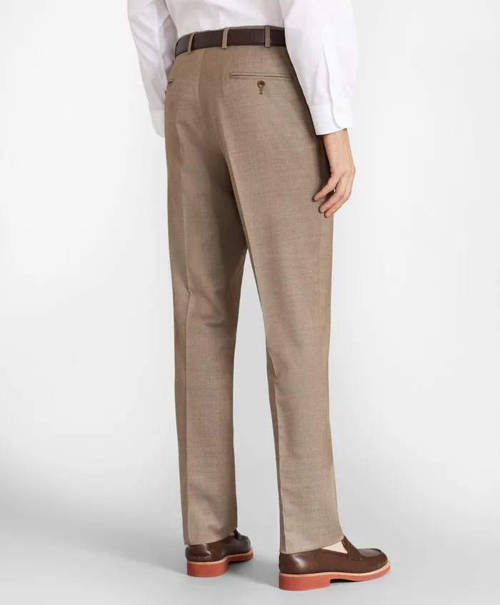 Men Brooks Brothers Flex MilanoFit Wool Trousers Tan Brooks Brothers Dress Pants