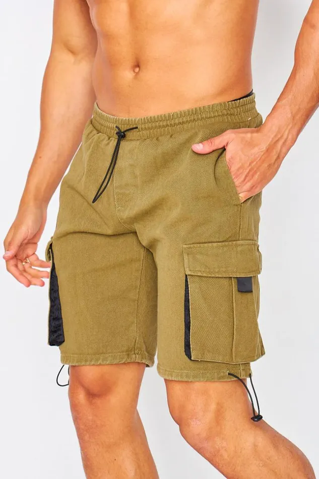 Men Cargo Shorts In Khaki Green Brentiny Paris Shorts